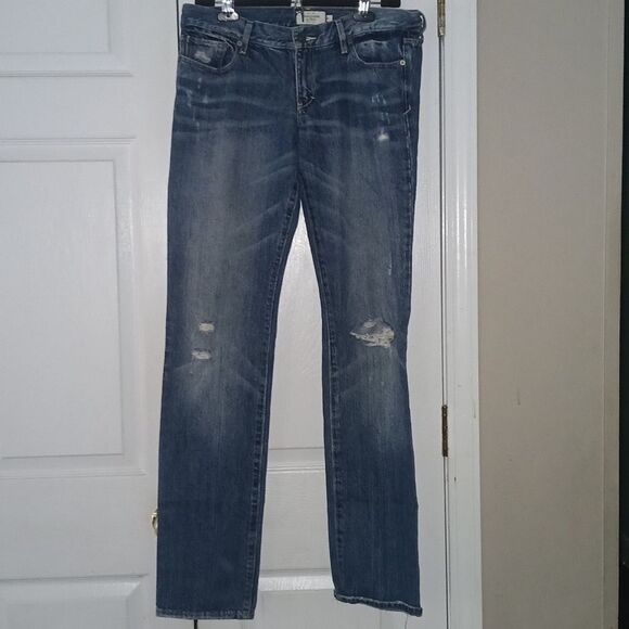 Abercrombie & Fitch Erin distressed  jeans  Sz 8L EUC - Picture 1 of 9
